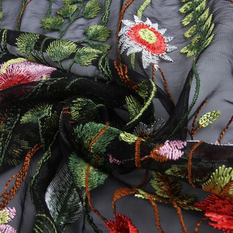 HA-13476 Fashion design tulle mesh multi-color luxury lace embroidery flower fabric