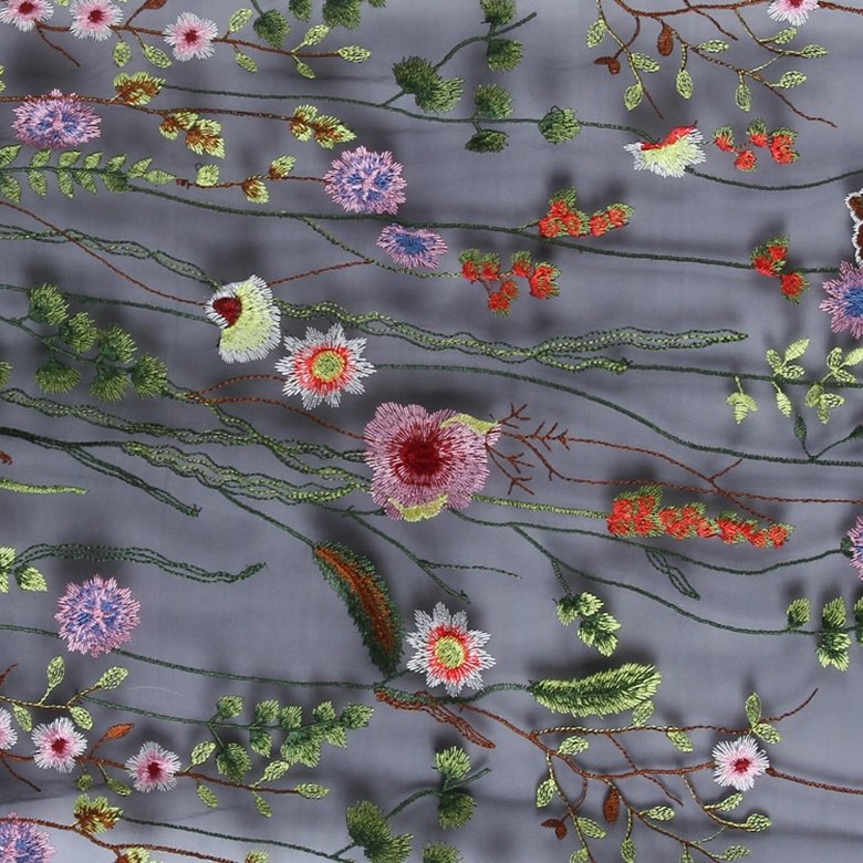 HA-13476 Fashion design tulle mesh multi-color luxury lace embroidery flower fabric