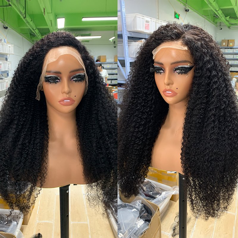 Wholesale Prices Wear And Go Pre Plucked Brazilian Human Hair Afro Kinky Curly 4x4 5x5 13x4 Full Front HD Glueless Lace Wigs