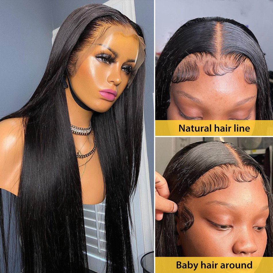 New wholesale 200% density natural hairline pre plucked cuticle aligned straight 13x6 hd lace glueless wigs human hair