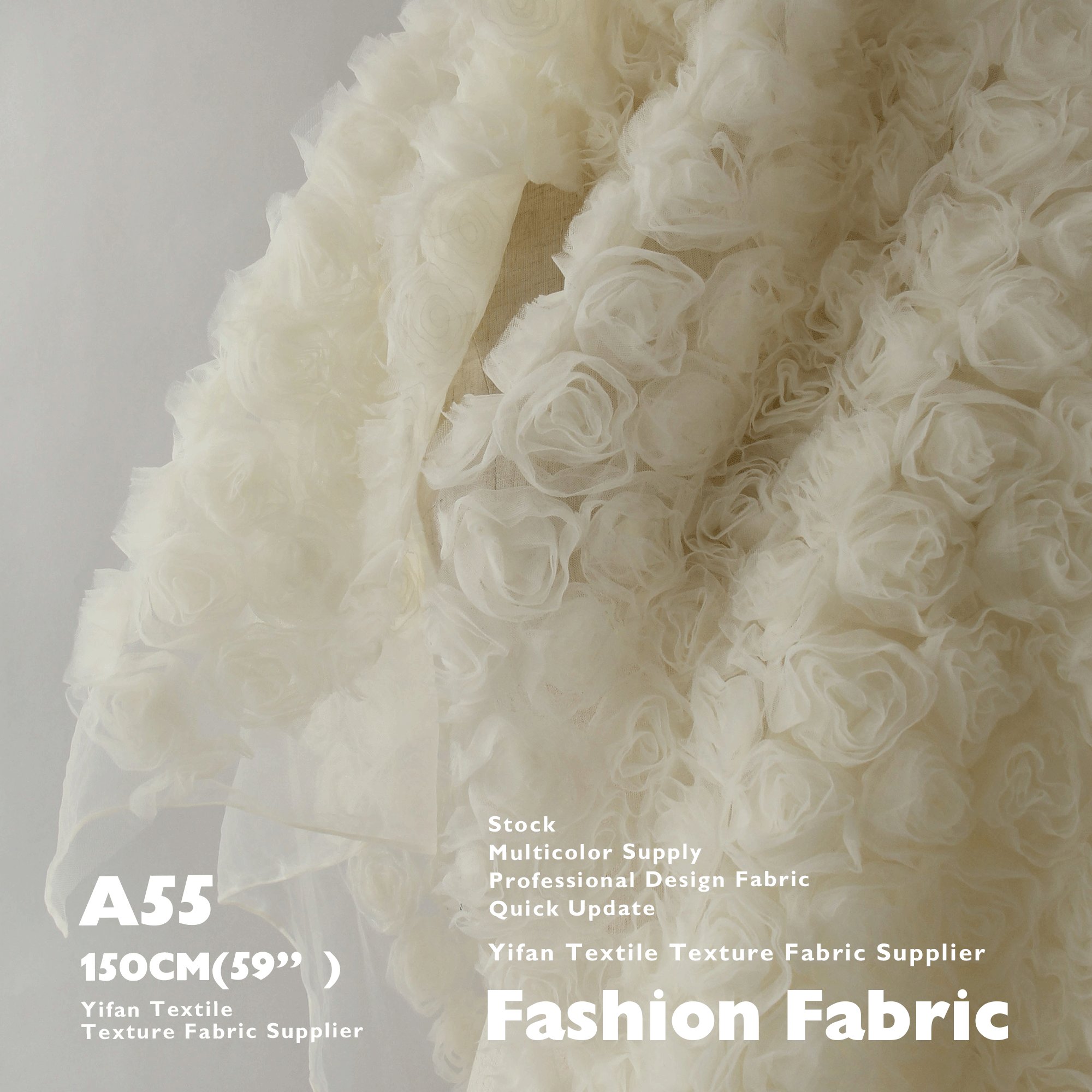 Fashion Fabric High Quality New Design 3D Rose Flower Mesh Embroidery Lace Fabric For Clothing Wedding Dress Accessories Skirt