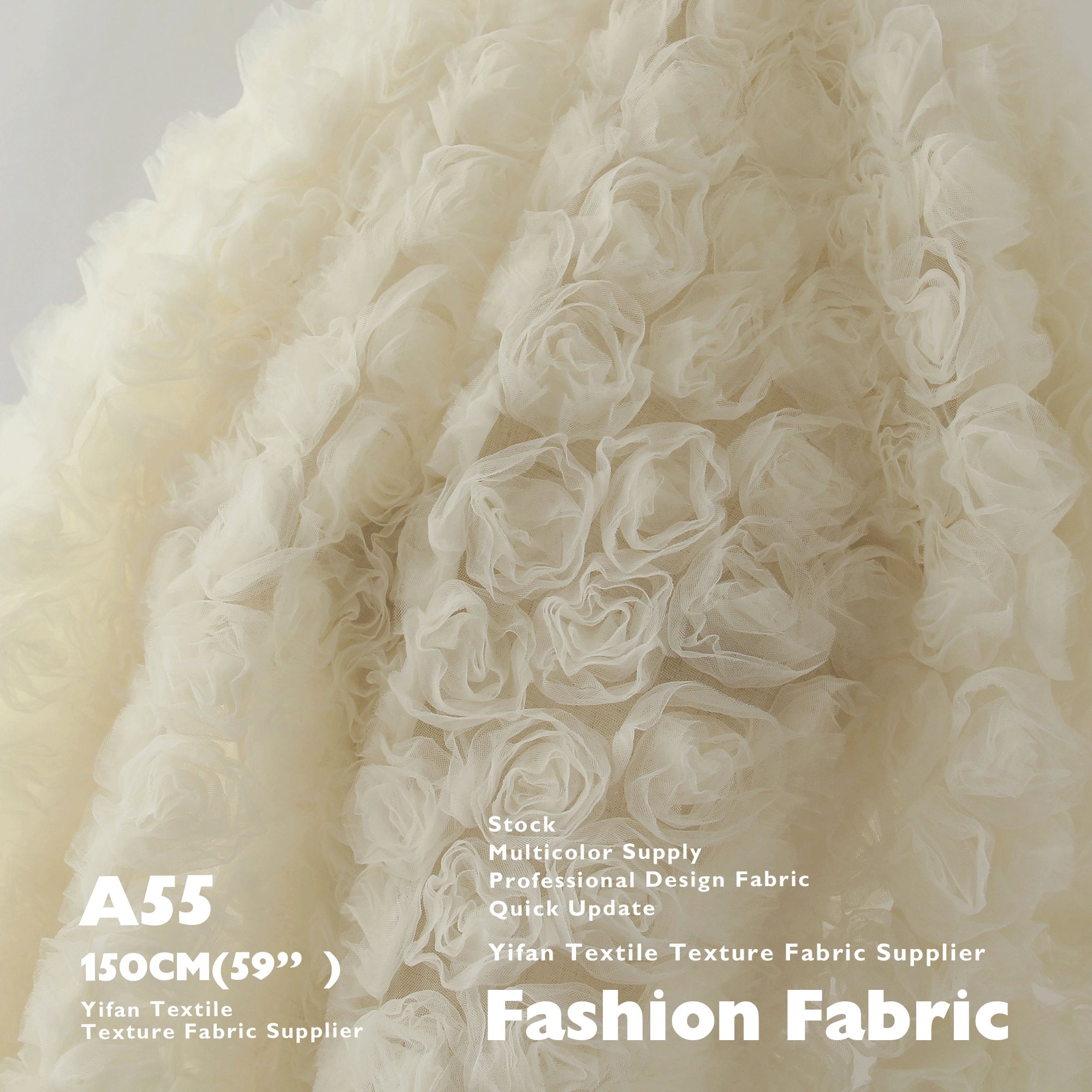 Fashion Fabric High Quality New Design 3D Rose Flower Mesh Embroidery Lace Fabric For Clothing Wedding Dress Accessories Skirt