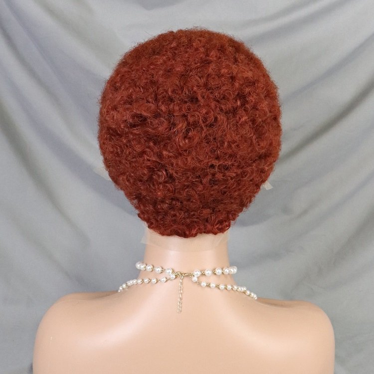 Factory Sale Human Hair Afro Kinky Pixie Wig Hot Selling #33 Colored 4 inch Short Hair 13x4 Lace frontal Pixie wig