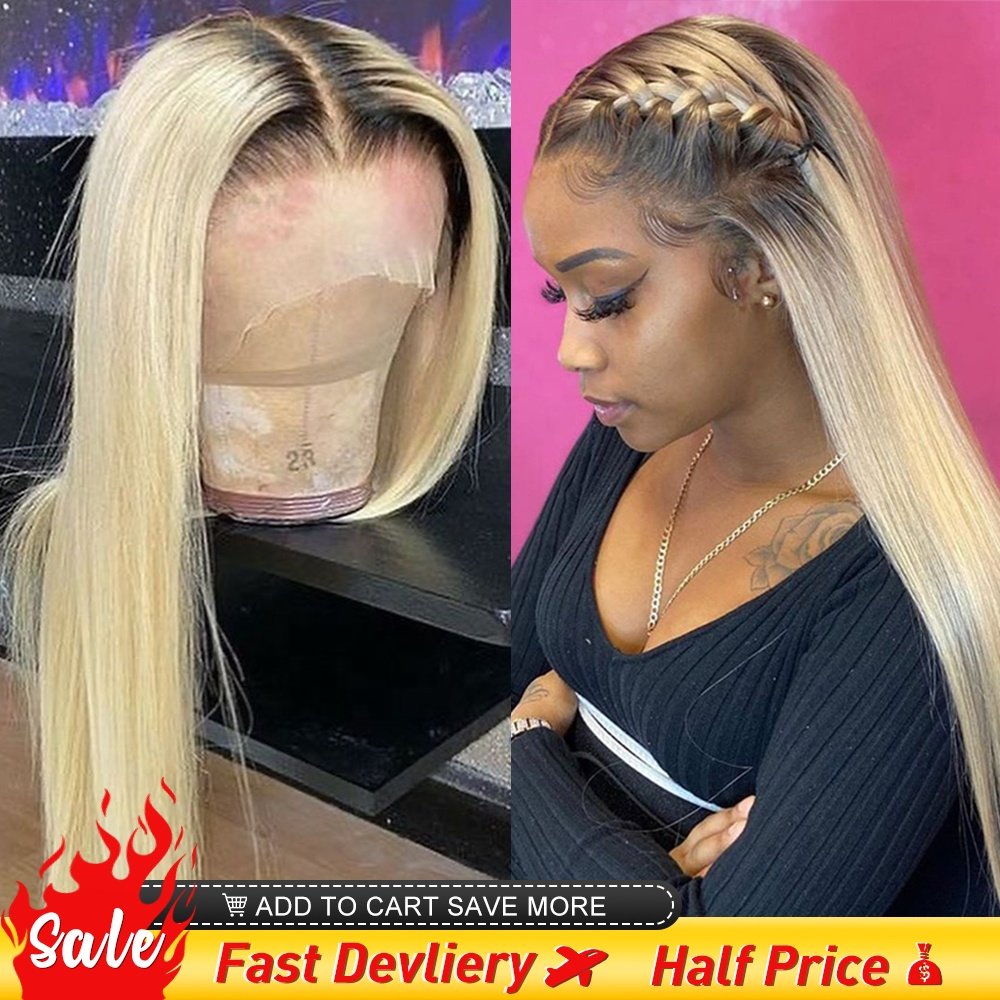 1b 613 Ombre Blonde Human Hair Wig 360 Full Lace Frontal Wig Pre Plucked Wholesale Bone Straight HD Lace Front Wigs Human Hair