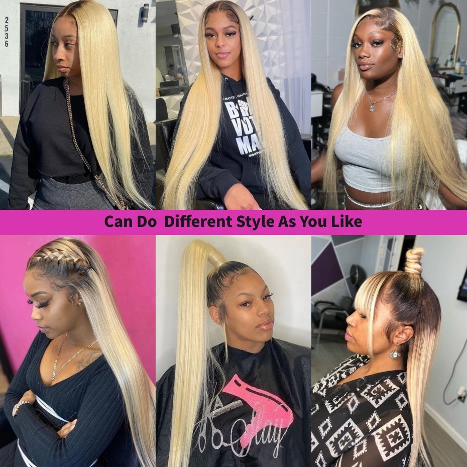 1b 613 Ombre Blonde Human Hair Wig 360 Full Lace Frontal Wig Pre Plucked Wholesale Bone Straight HD Lace Front Wigs Human Hair