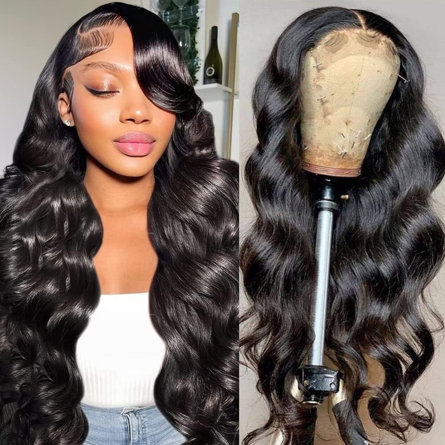 4x4 5x5 transparent Body Wave Raw Indian Human Hair Wig HD Swiss Lace frontal Glueless Natural wholesaleendors For Black Women