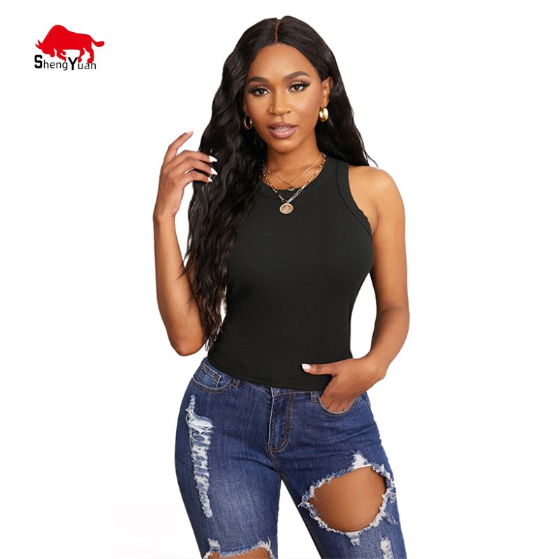 Custom New Women's Tank Top Short Sleeveless Crew Neck Racer Vest Gym Women Crop Tank Top