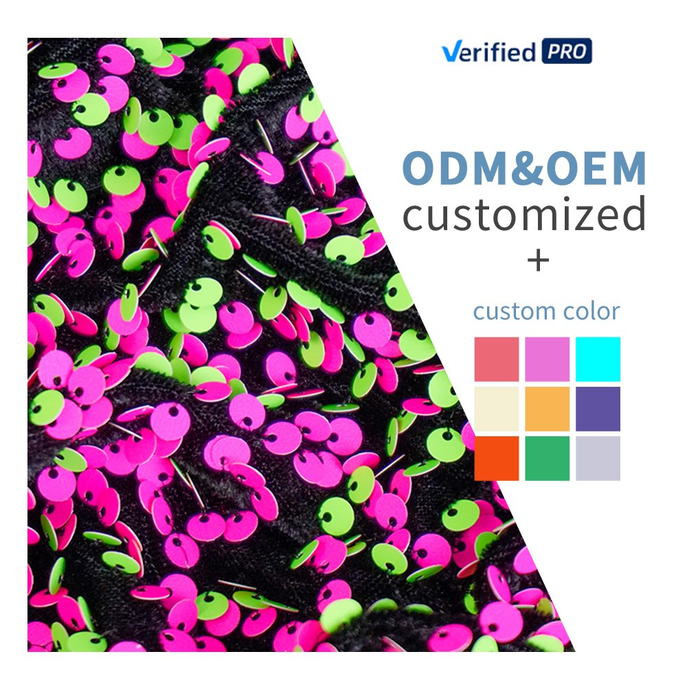 Hot Sale Manufacturer Custom Oem Odm Sequin Fabric Cheap Wholesale Price Knitted Velvet Sequin fabric By The Yard