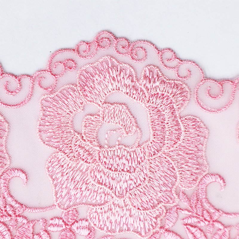 Factory customized 10cm pink floral pattern suitable for underwear lace fabric embroidery