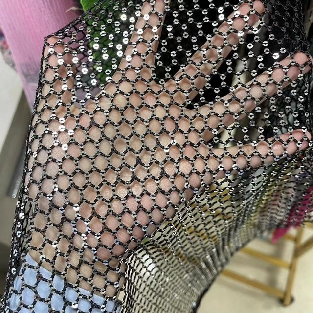 chemical embroidery mesh sequin lace 100% polyester embroidery mesh for high fashion