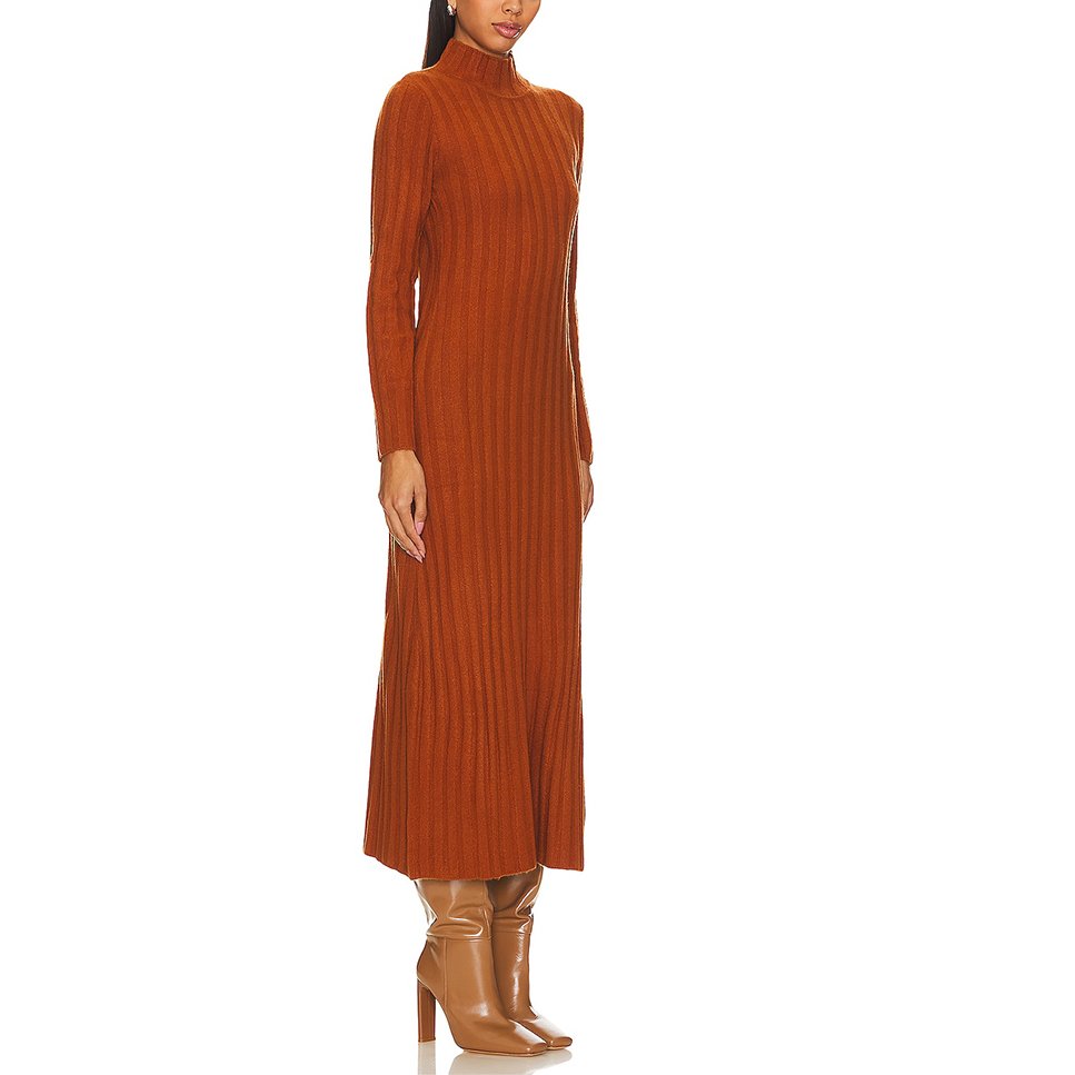 OLAESA Luxury Long Sleeves Winter Knitted Turtleneck Sweater Dress Sweaters Dresses For Women Knitted Turtleneck Long