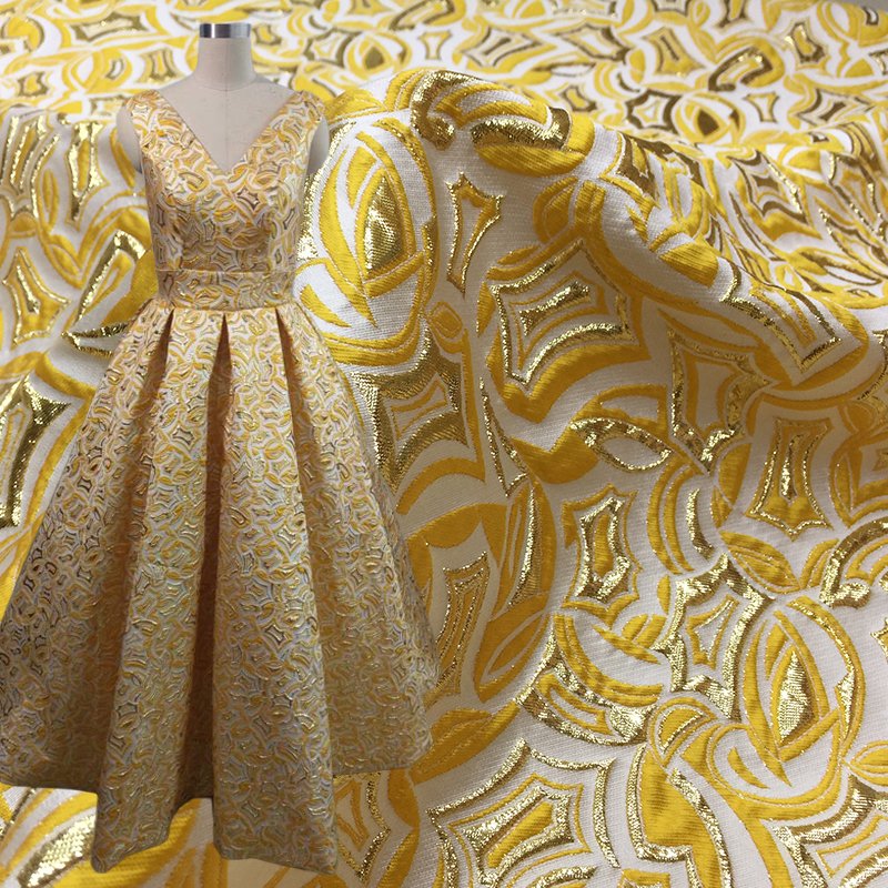 Fashion yarn dye elegant 3d flower jacquard brocade fabric for ladys dress garments