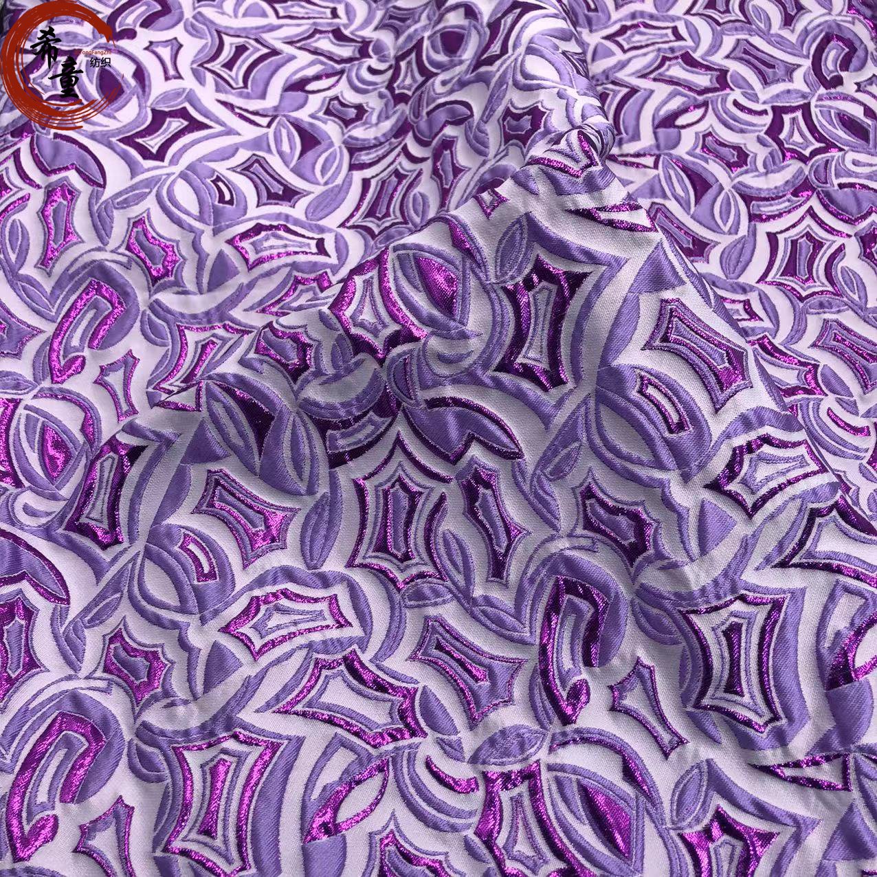 Fashion yarn dye elegant 3d flower jacquard brocade fabric for ladys dress garments