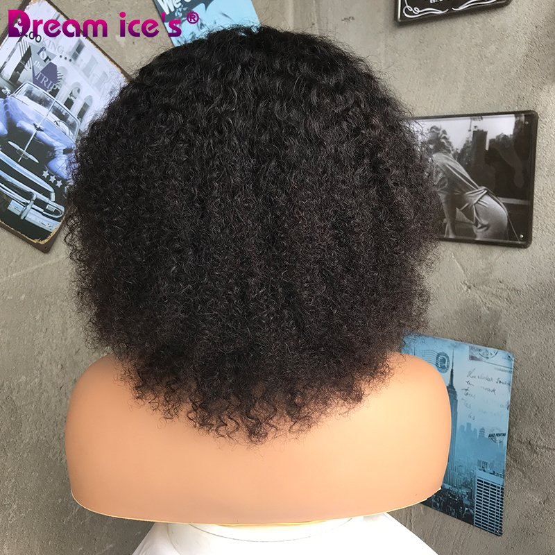 Wholesale 150% 180% 200% Density Afro Kinky Indian Virgin Quality Hair 4X4T Lace Closure Human Hair Wig For Black Women In Stock