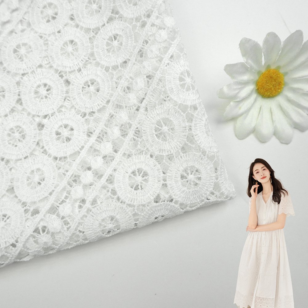 Fabric Manufacturing custom 100%polyester comfortable solid color embroidery fabrics for dresses