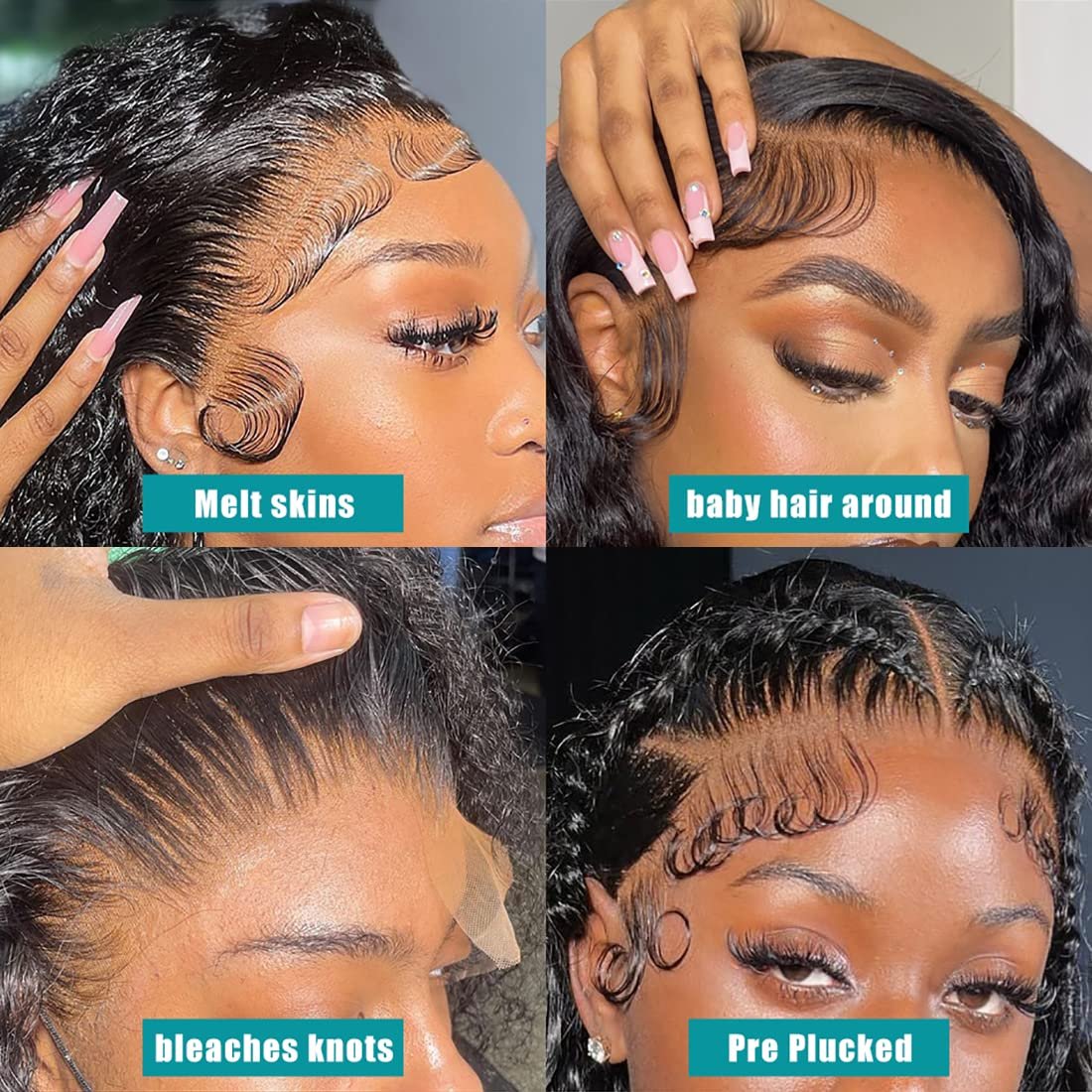 Deep Wave Lace Front Wigs 13x4 HD Transparent Lace Human Hair 180% Density With Baby Hair and Special Designed Adjustable Straps