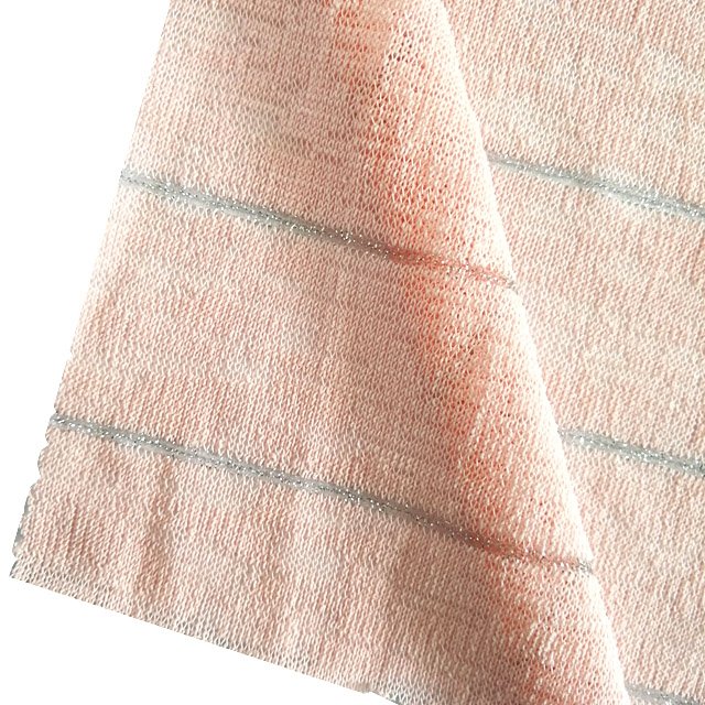 New Design Hot Selling Solid Polyester Stretch Hacci Knitting Yarn Dyed Gold Shiny Lurex Stripes Fabric Metallic