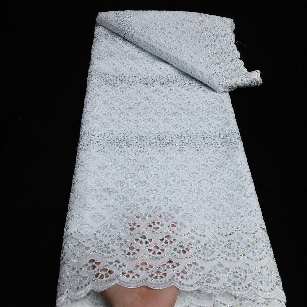 NI.AI African Cotton Pattern Fabrics Pearls Dry Lace Fabrics Lace Materials For Garment