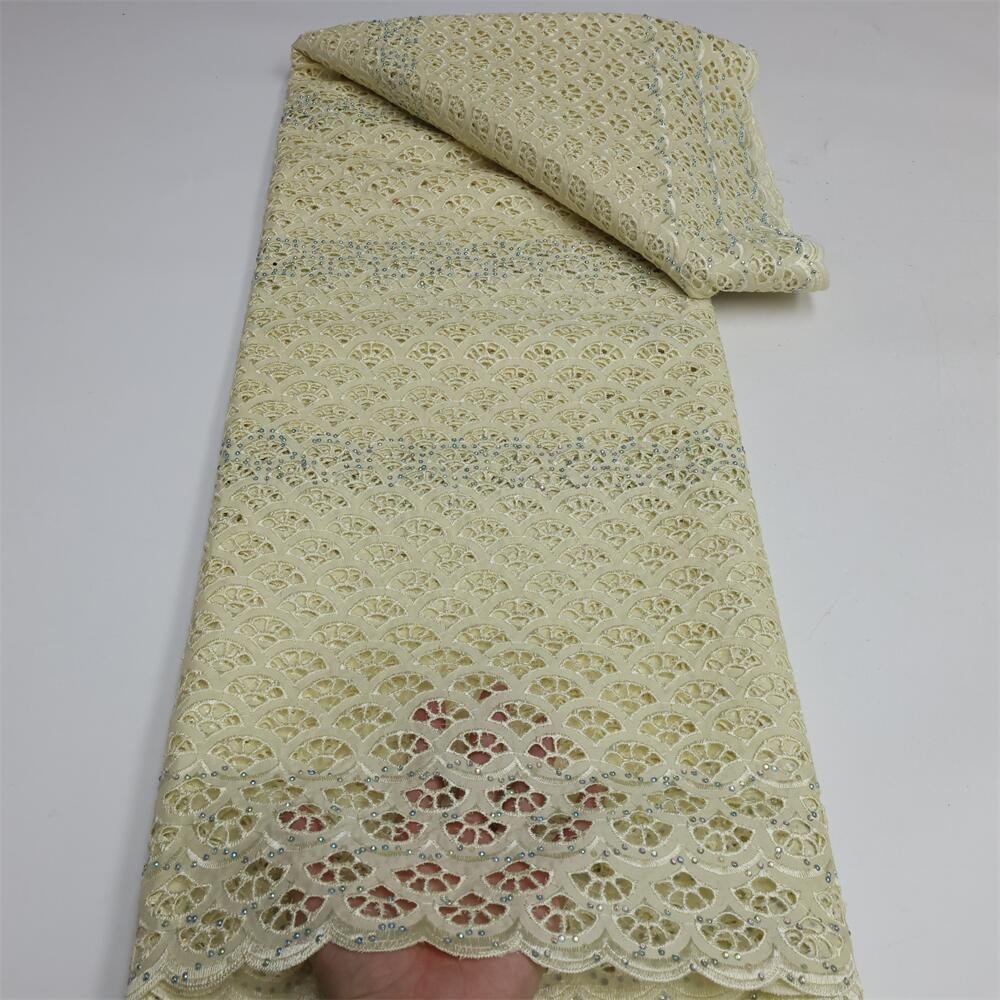 NI.AI African Cotton Pattern Fabrics Pearls Dry Lace Fabrics Lace Materials For Garment