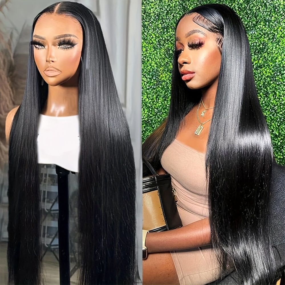 Ready to Ship Natural Color 150% Density Silk Straight Virgin Human Hair 13x4 Transparent Lace Front Wigs For Black Women