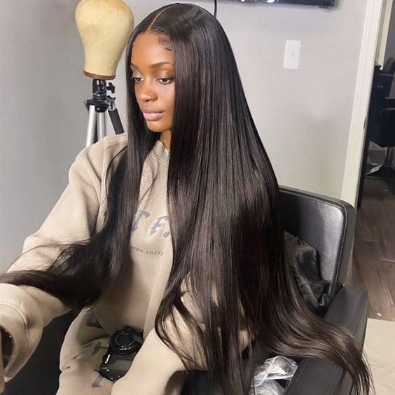 Ready to Ship Natural Color 150% Density Silk Straight Virgin Human Hair 13x4 Transparent Lace Front Wigs For Black Women