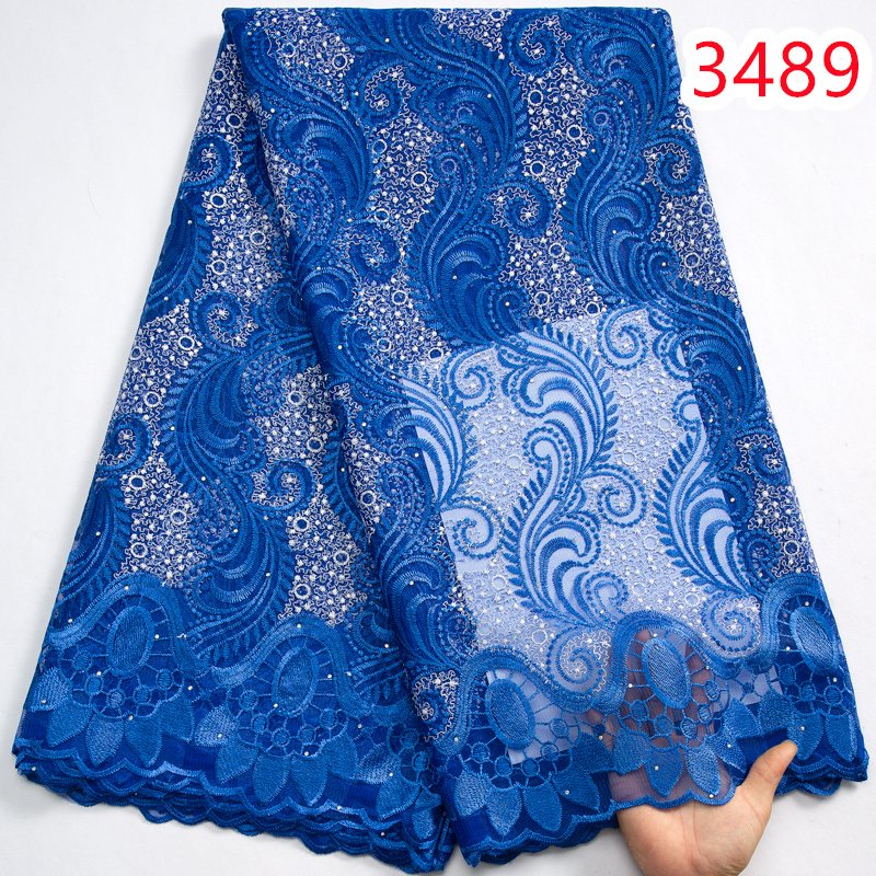 New French Mesh Lace Fabric with Stones 2023 Newest Design African Net Lace Fabric for Sew Nigeria Women Party Dress 3489