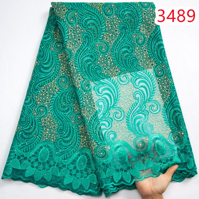 New French Mesh Lace Fabric with Stones 2023 Newest Design African Net Lace Fabric for Sew Nigeria Women Party Dress 3489