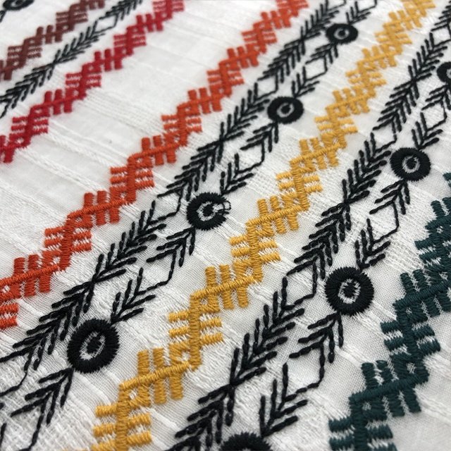 HA-14722 New style multi color fashional 100%cotton crepe base embroidery lase fabric