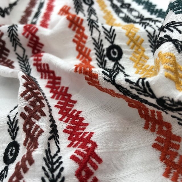 HA-14722 New style multi color fashional 100%cotton crepe base embroidery lase fabric