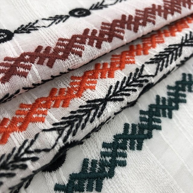 HA-14722 New style multi color fashional 100%cotton crepe base embroidery lase fabric