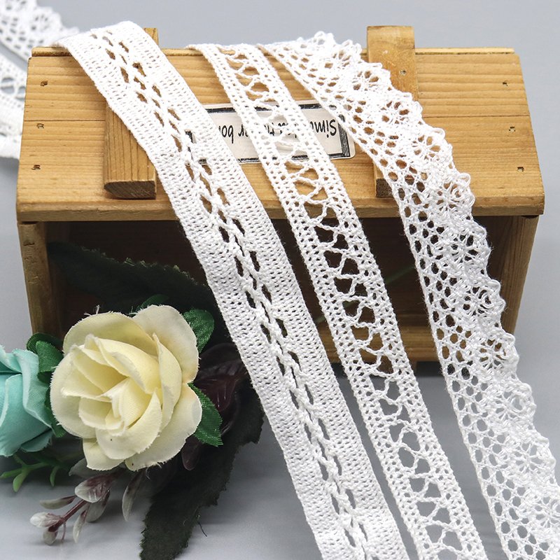 Factory wholesale price mesh white lace trim cotton DIY crochet lace trim for clothing dress