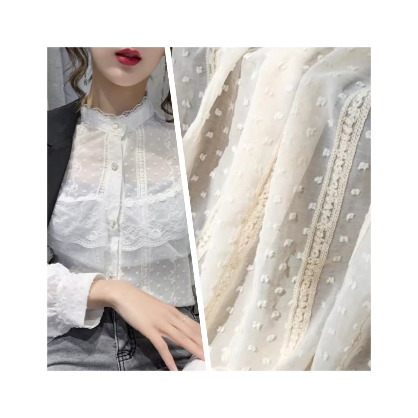 High quality 100% Polyester Chiffon Embroidery Fabric with New Style Soft Dot for Fashion Dress Making