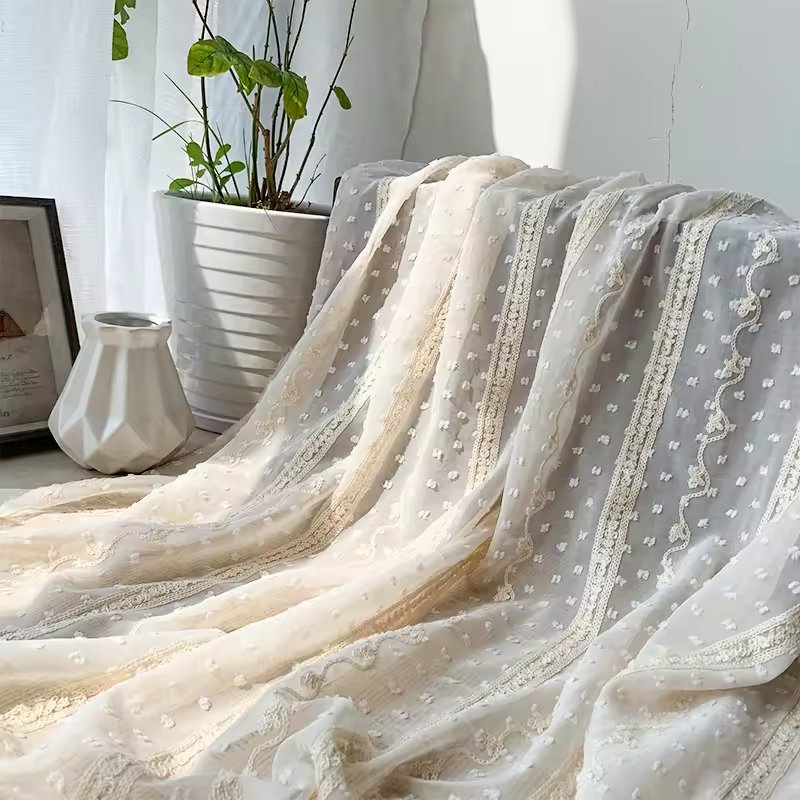 High quality 100% Polyester Chiffon Embroidery Fabric with New Style Soft Dot for Fashion Dress Making