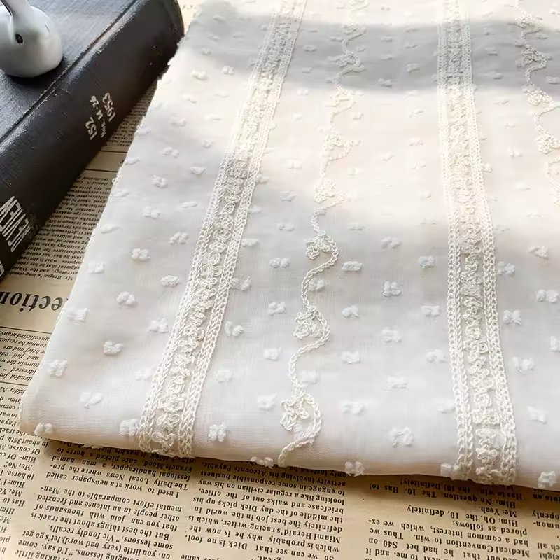 High quality 100% Polyester Chiffon Embroidery Fabric with New Style Soft Dot for Fashion Dress Making