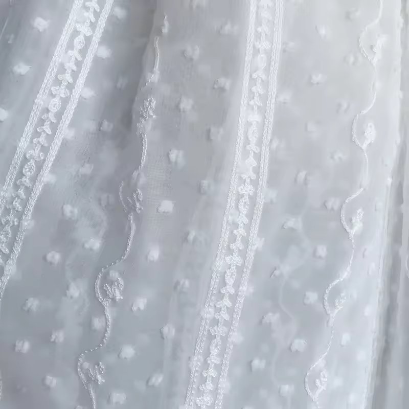 High quality 100% Polyester Chiffon Embroidery Fabric with New Style Soft Dot for Fashion Dress Making