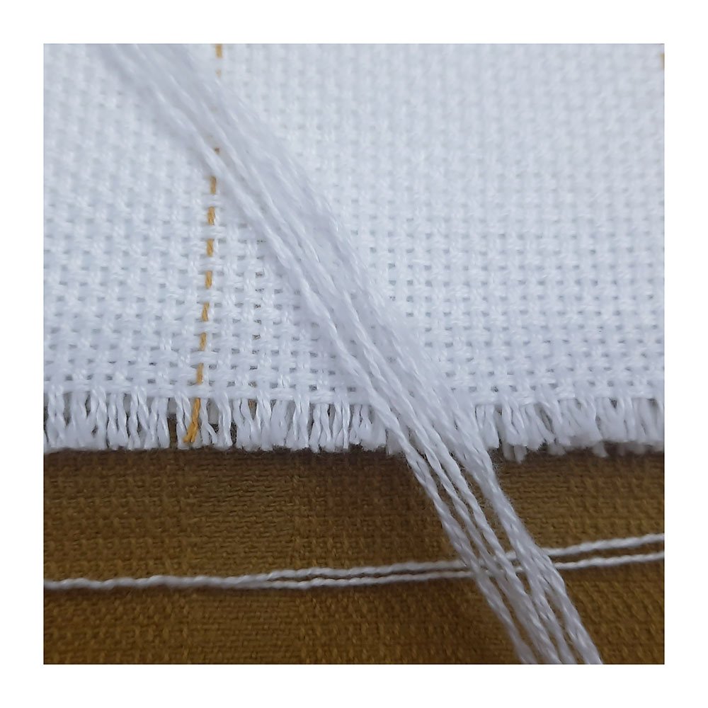 Best Quality 100% Cotton Recycled Monks Cloth With Golden Line Hand& Tufting Embroidery Fabrics Reusable Sustainable Ecofriendly