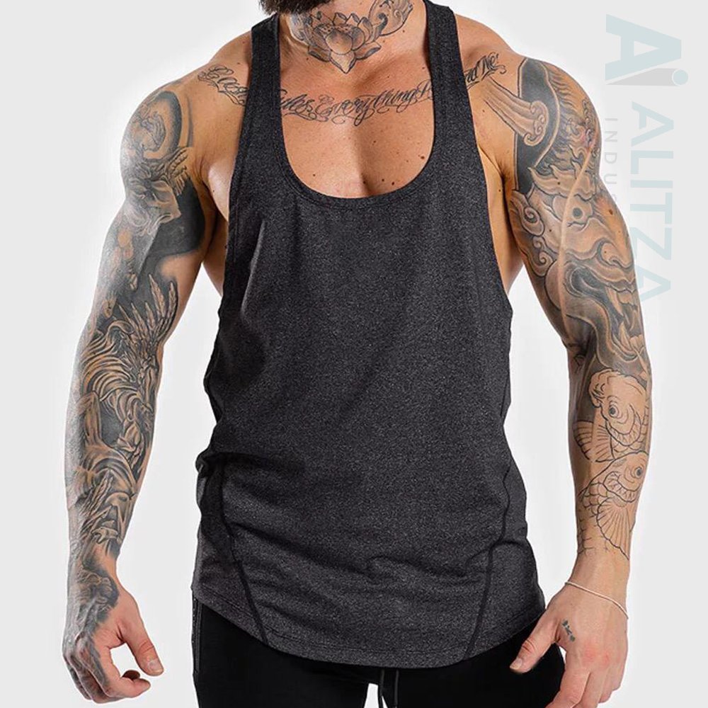 Gym Stringer Tank Top OEM Logo Plain Sport Body Building Fitness Running Blank Vintage Ringer 100% Cotton Tanktop Retro Style