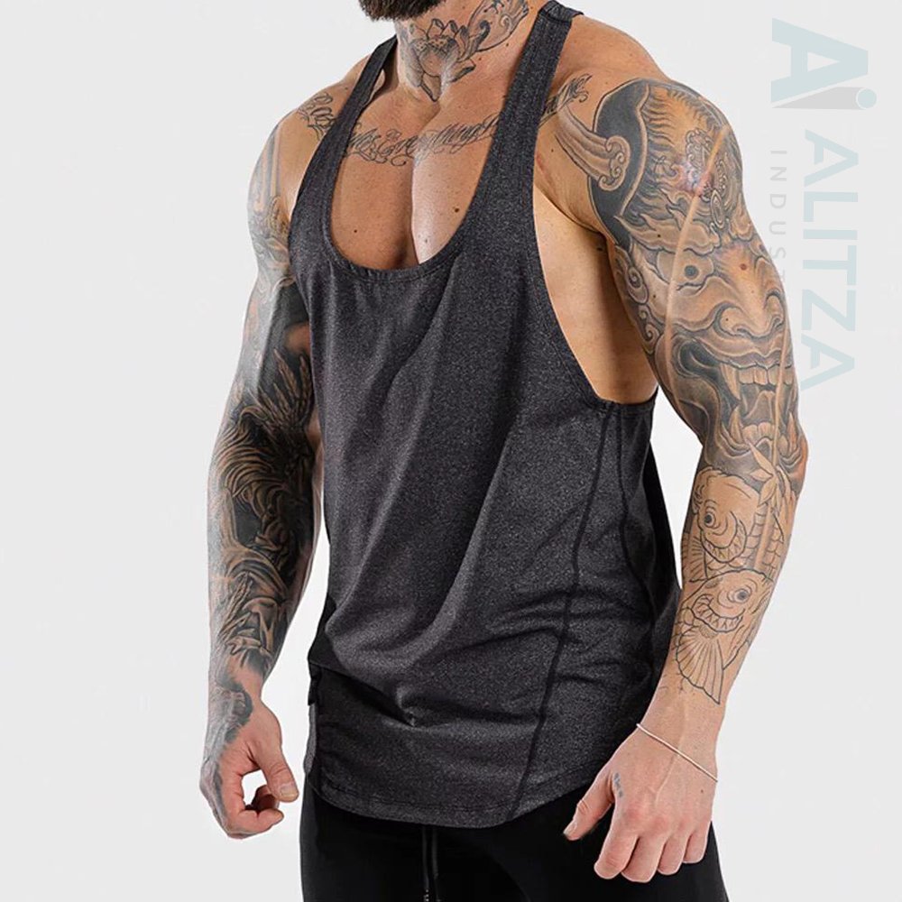 Gym Stringer Tank Top OEM Logo Plain Sport Body Building Fitness Running Blank Vintage Ringer 100% Cotton Tanktop Retro Style