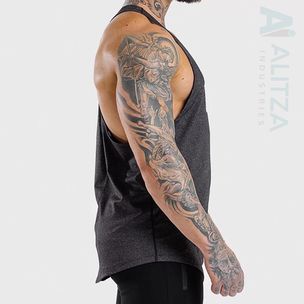 Gym Stringer Tank Top OEM Logo Plain Sport Body Building Fitness Running Blank Vintage Ringer 100% Cotton Tanktop Retro Style