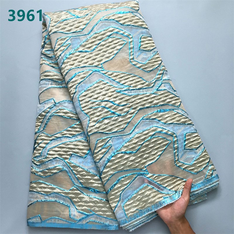 New Style African Brocade Organza Damask Hot Sale French Gilding Mesh Lace Fabrics for Women Wedding Party Dresses 3961