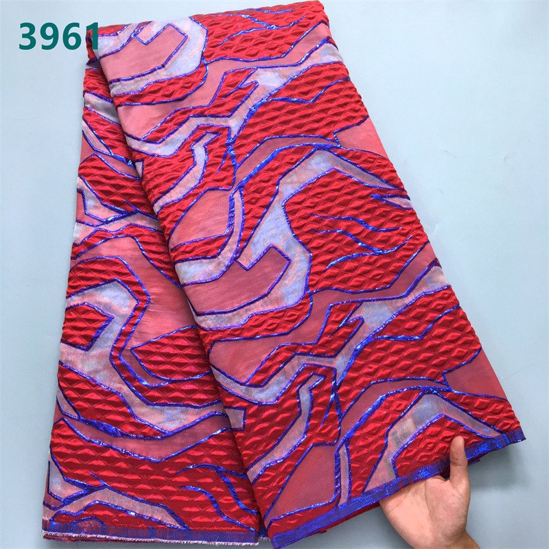 New Style African Brocade Organza Damask Hot Sale French Gilding Mesh Lace Fabrics for Women Wedding Party Dresses 3961
