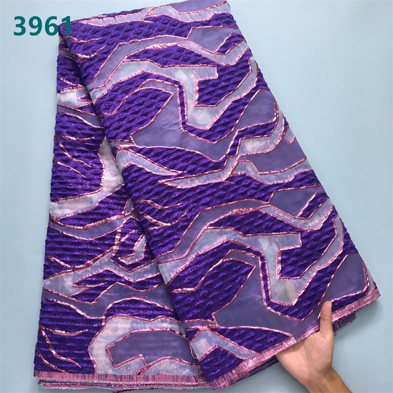 New Style African Brocade Organza Damask Hot Sale French Gilding Mesh Lace Fabrics for Women Wedding Party Dresses 3961
