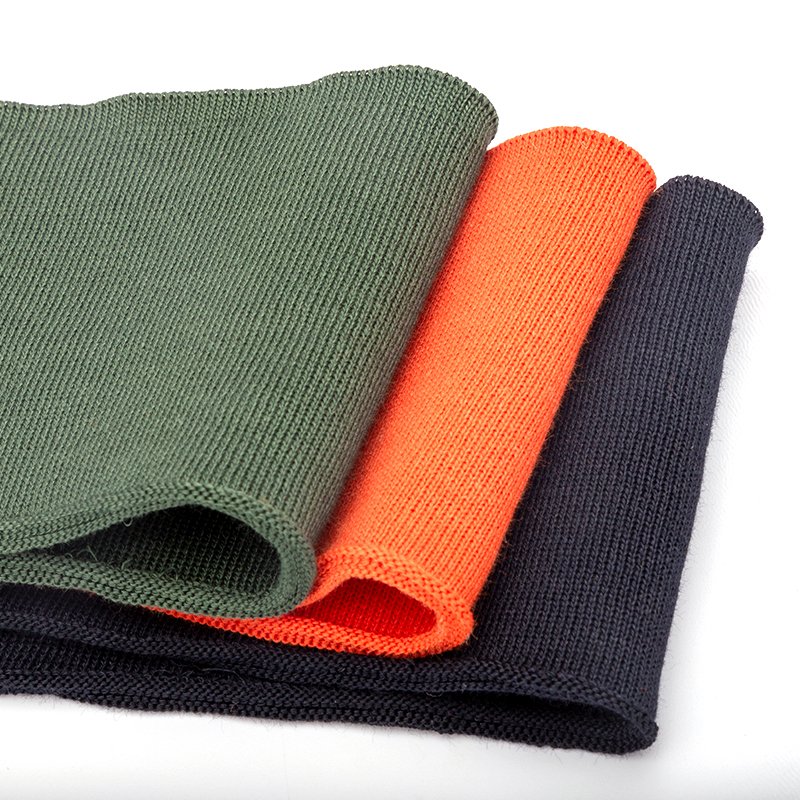 Custom Flame Retardant Dope Dyeing 98% Aramid 1313 2% Anti Static Rib Flat Knit Collar for FR Clothing