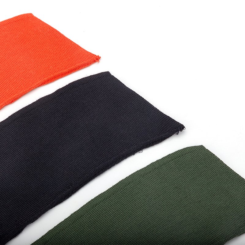 Custom Flame Retardant Dope Dyeing 98% Aramid 1313 2% Anti Static Rib Flat Knit Collar for FR Clothing