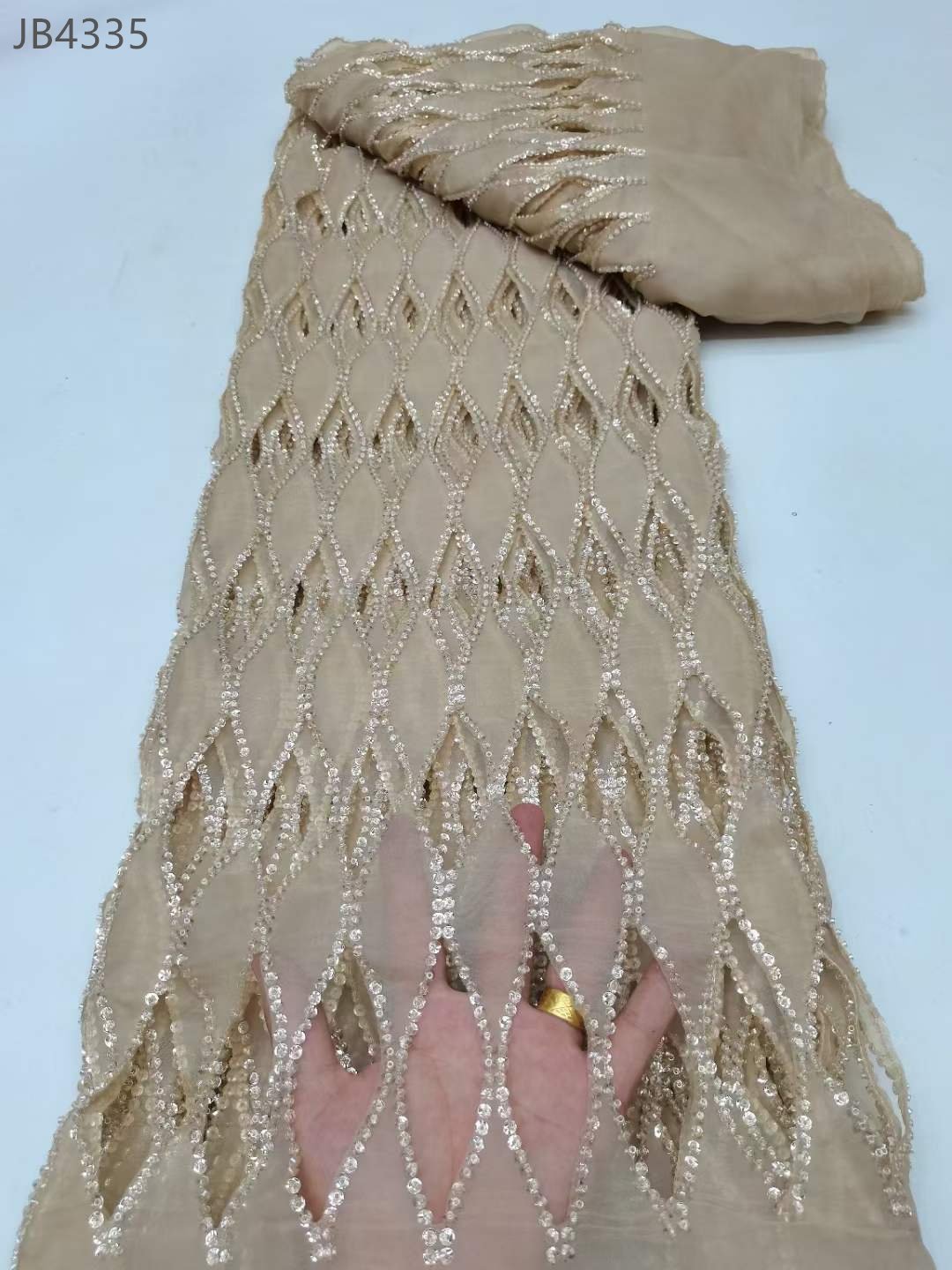 French women's dress Sequin African lace fabric small floral white water soluble milk silk embroidery fabric