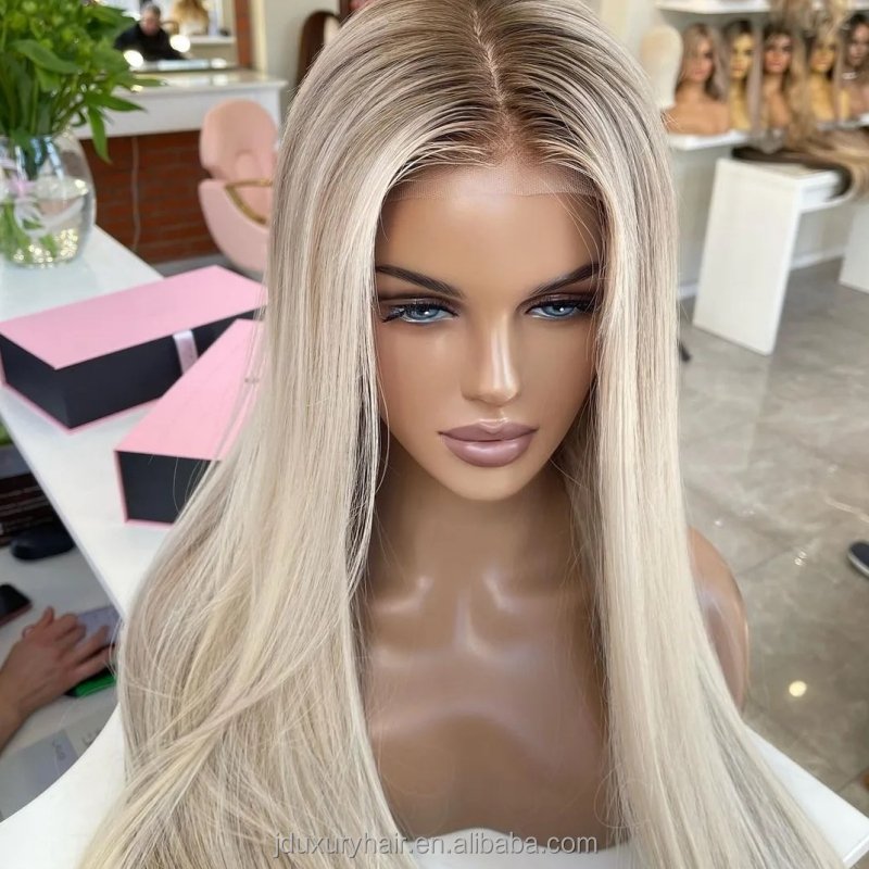 Glueless 613 Full Lace Human Hair Wigs 4*4 Silk Base 13*6 Hd Lace Frontal Wigs Ash Women Dark Root Ash Blonde for White Smooth