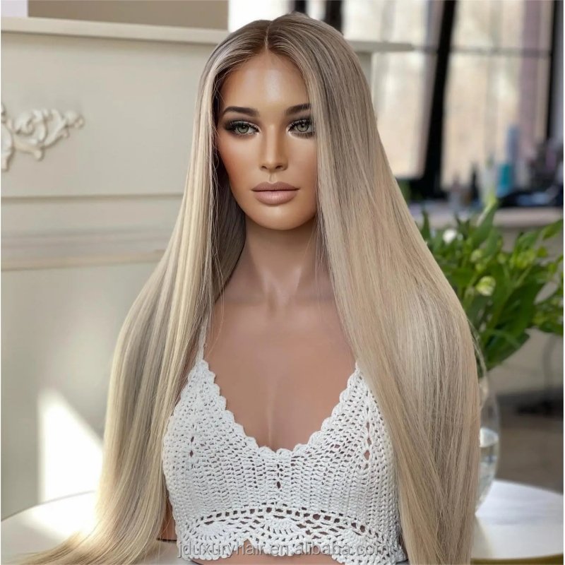 Glueless 613 Full Lace Human Hair Wigs 4*4 Silk Base 13*6 Hd Lace Frontal Wigs Ash Women Dark Root Ash Blonde for White Smooth