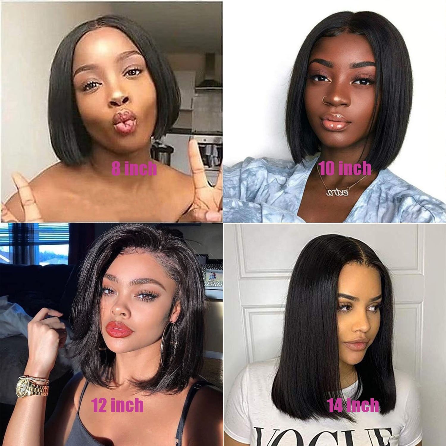 Natural Color Short Bob Wigs Lace Front Brazilian Virgin Lace Closure Human Hair Wig Lace Frontal Wigs For Women