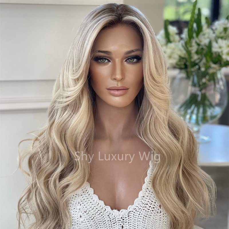 Human Hair Transparent Hd Full Lace Wig,With Baby Hair Hd Highlight Lace Front Wig,Virgin Glueless Ombre Blonde Color Lace Wigs