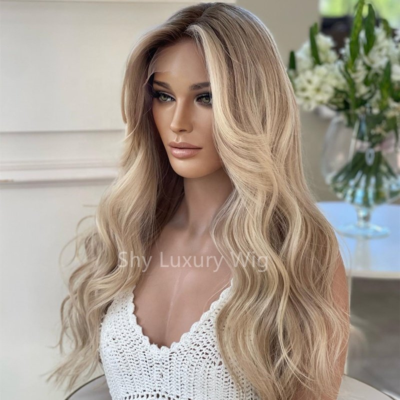 Human Hair Transparent Hd Full Lace Wig,With Baby Hair Hd Highlight Lace Front Wig,Virgin Glueless Ombre Blonde Color Lace Wigs